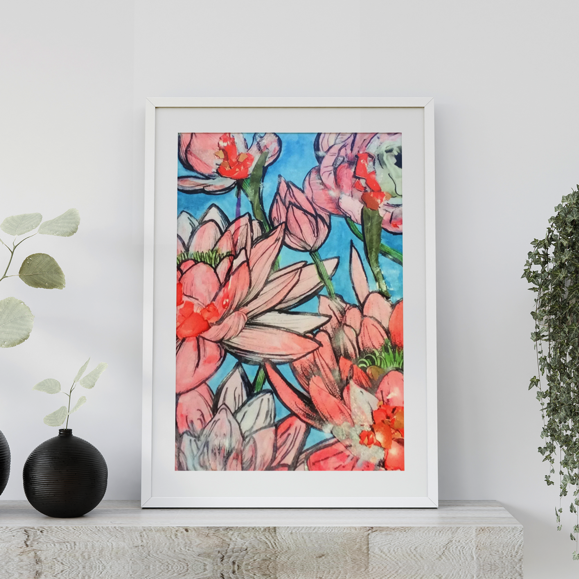Original Art Print Mixed Medium
Watercolours, pressed paper and coloured eggshells as extra detail
Made to pop with colour
A3 size available in stock, other sizes by request